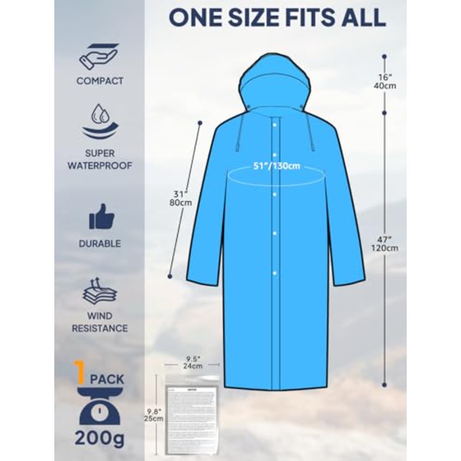 ANYOO 2-Pack Rain Ponchos for  - Emergency Poncho Rain 评论和价格