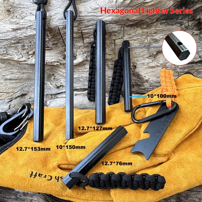 Hand Woven Rope Hexagonal Flin - Fire Starting Kit 评论和价格